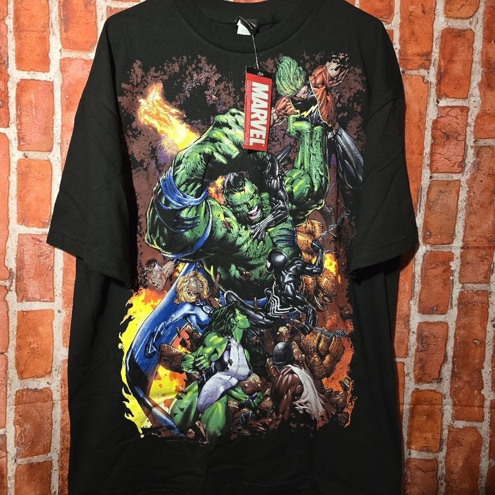 Vintage Mad Engine X Marvel World War Hulk T Shirt Black X-Large